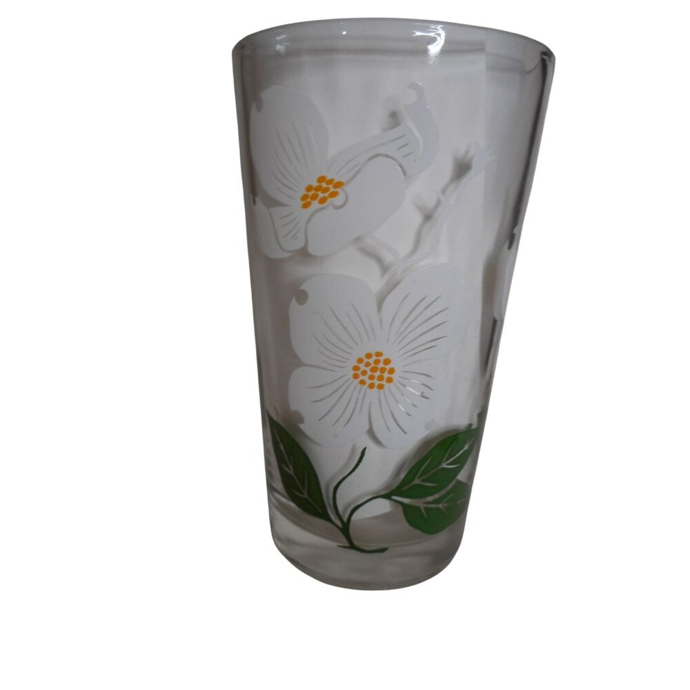 MCM Peanut Butter Drinking Juice Glass Tumbler Dogwood Estate find 5"  White